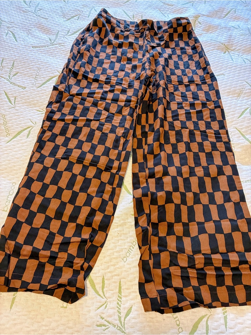 Old Navy Checkerboard Wide-Leg Pants - Black & Brown